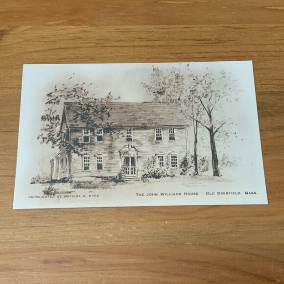 VINTAGE POSTCARD - JOHN WILLIAMS HOUSE, OLD DEERFIELD, MASS. MATILDA B. HYDE - Picture 1 of 2